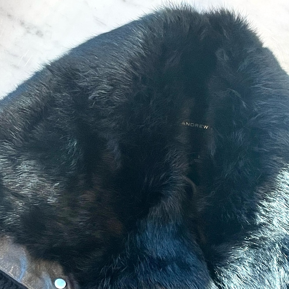 Andrew Marc Wool&Cashmere coat, leather trim, real fur collar, sz2, $695, NWOT - Picture 12 of 16